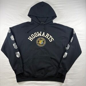 Harry Potter Hogwarts Hoodie Mens Large House Crest Sleeve Graphics Pullover